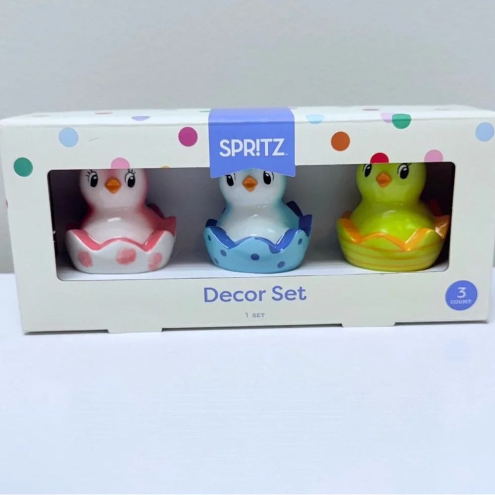 New! Target Spritz 3pk Easter Polyresin Bird in Egg Shell Colorful Set 2026